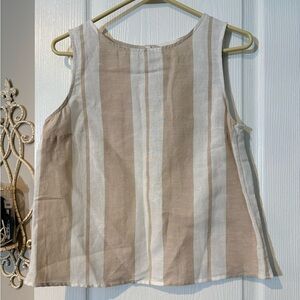 Maeve by Anthropologie Linen Blend Striped Button-Back Tank Top - Size 6